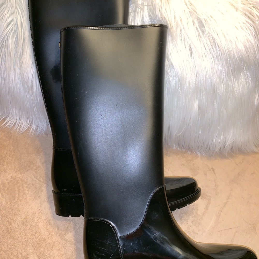 Black on Black shiny rain boots by Sam Edelman
